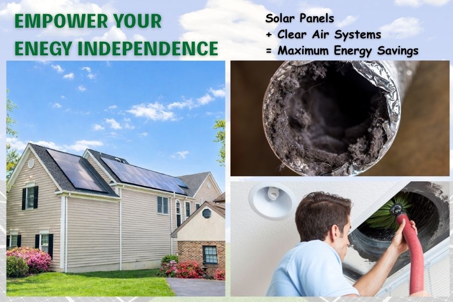 Solar home installation with Green Sun Energy Services promoting energy savings with solar and duct cleaning partnership with DUCTZ