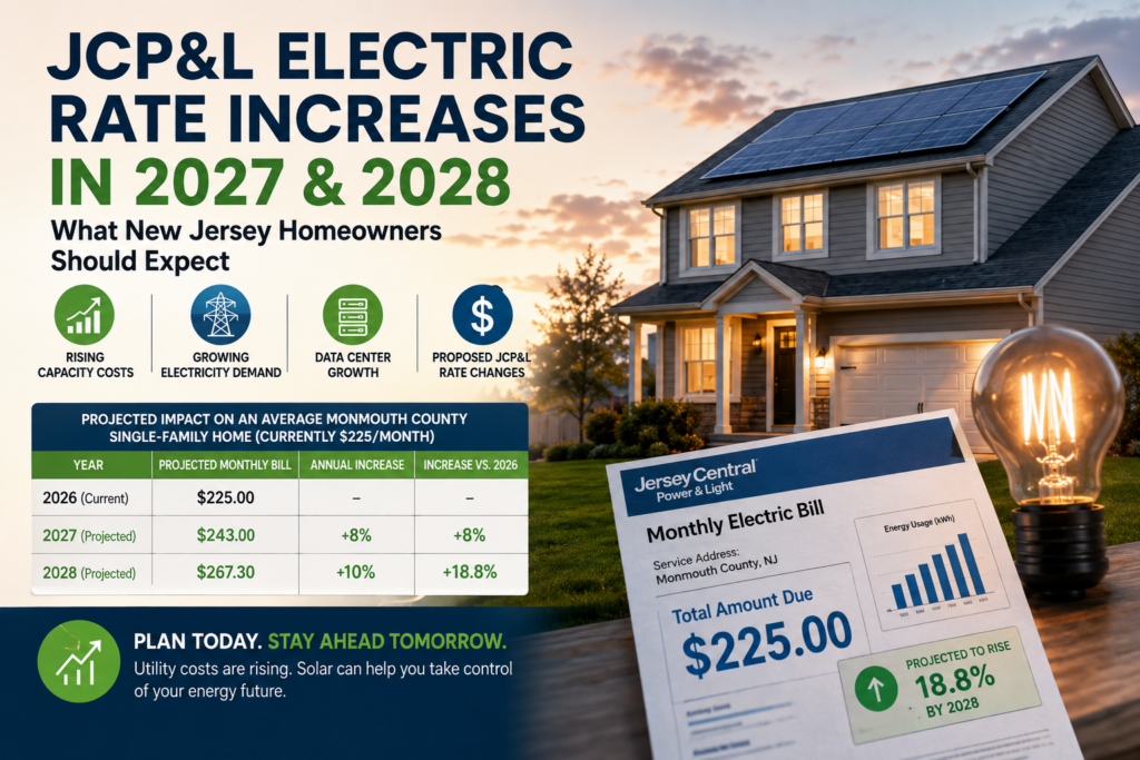JCP&L rate increase 2027 and 2028 projection showing higher electric bills for a Monmouth County NJ home