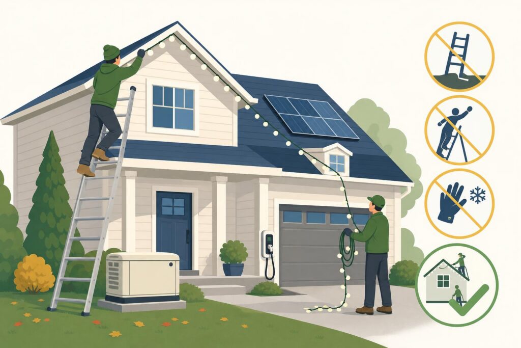 Illustration for the article The Real Injury Numbers Behind DIY Christmas Light Hanging and What They Mean for NJ Homeowners