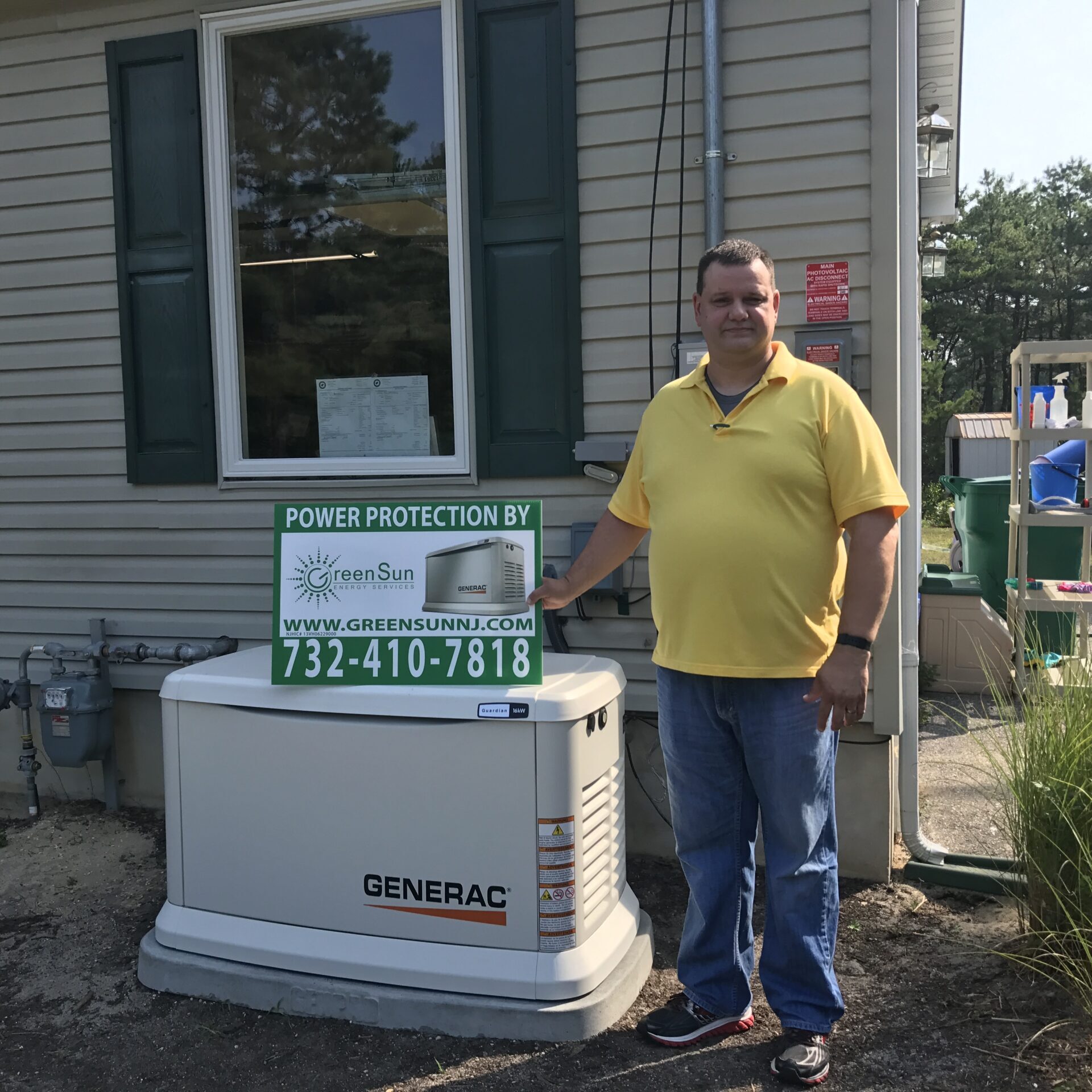 Generac standby generator installed at a Whiting NJ home by Green Sun Energy Services, LLC