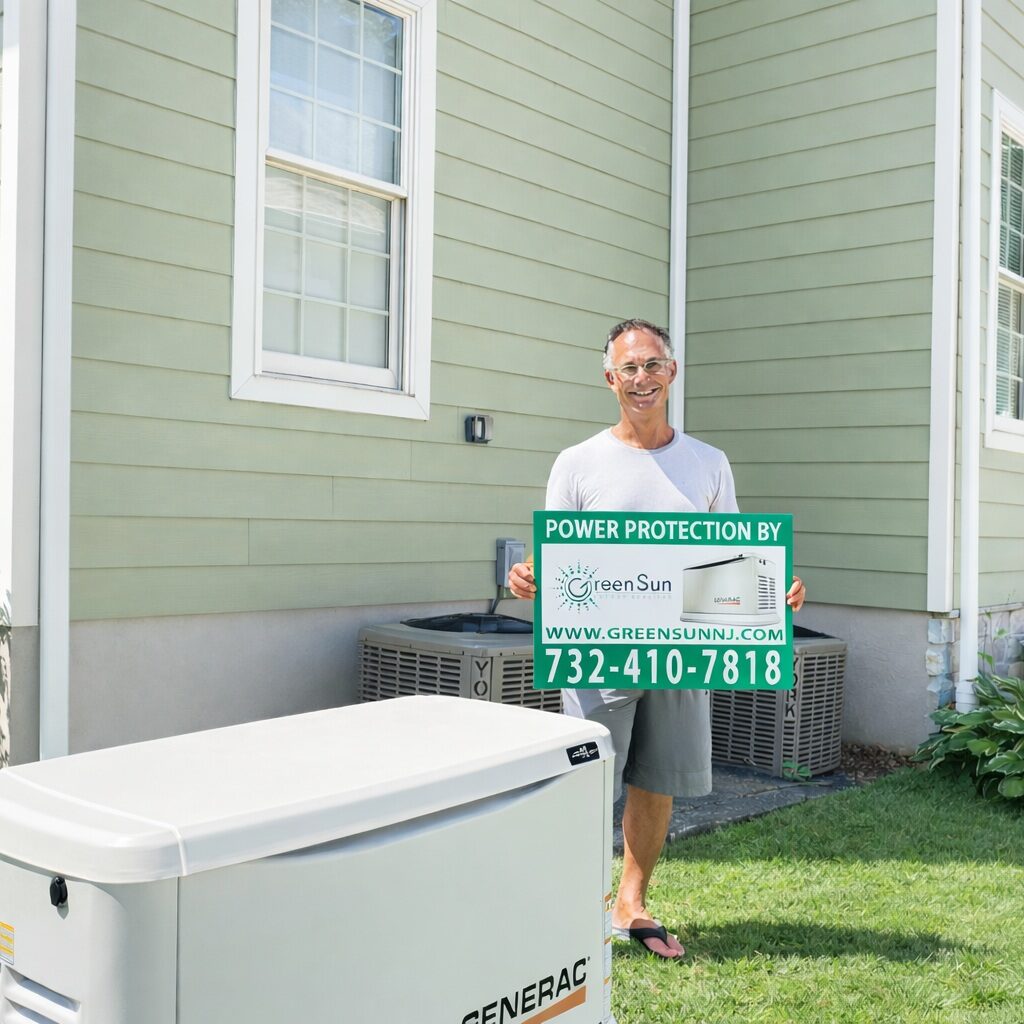 Generac standby generator installed at Clark NJ home by Green Sun Energy Services, LLC