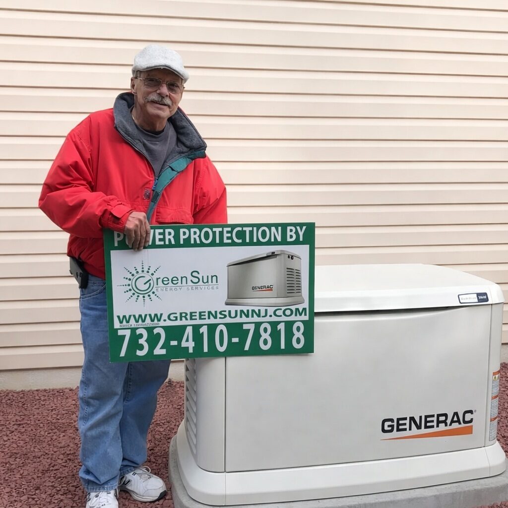 Generac standby generator installed at Cranford NJ home by Green Sun Energy Services, LLC